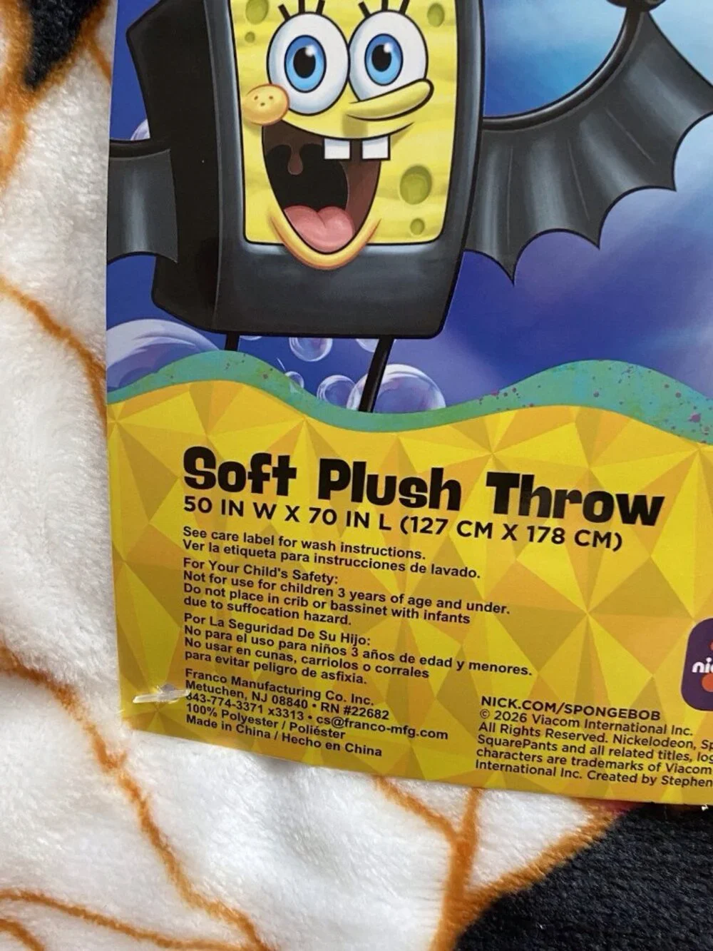 SpongeBob SquarePants Pumpkin Halloween Throw Blanket 50”x70” Patrick Mummy NEW